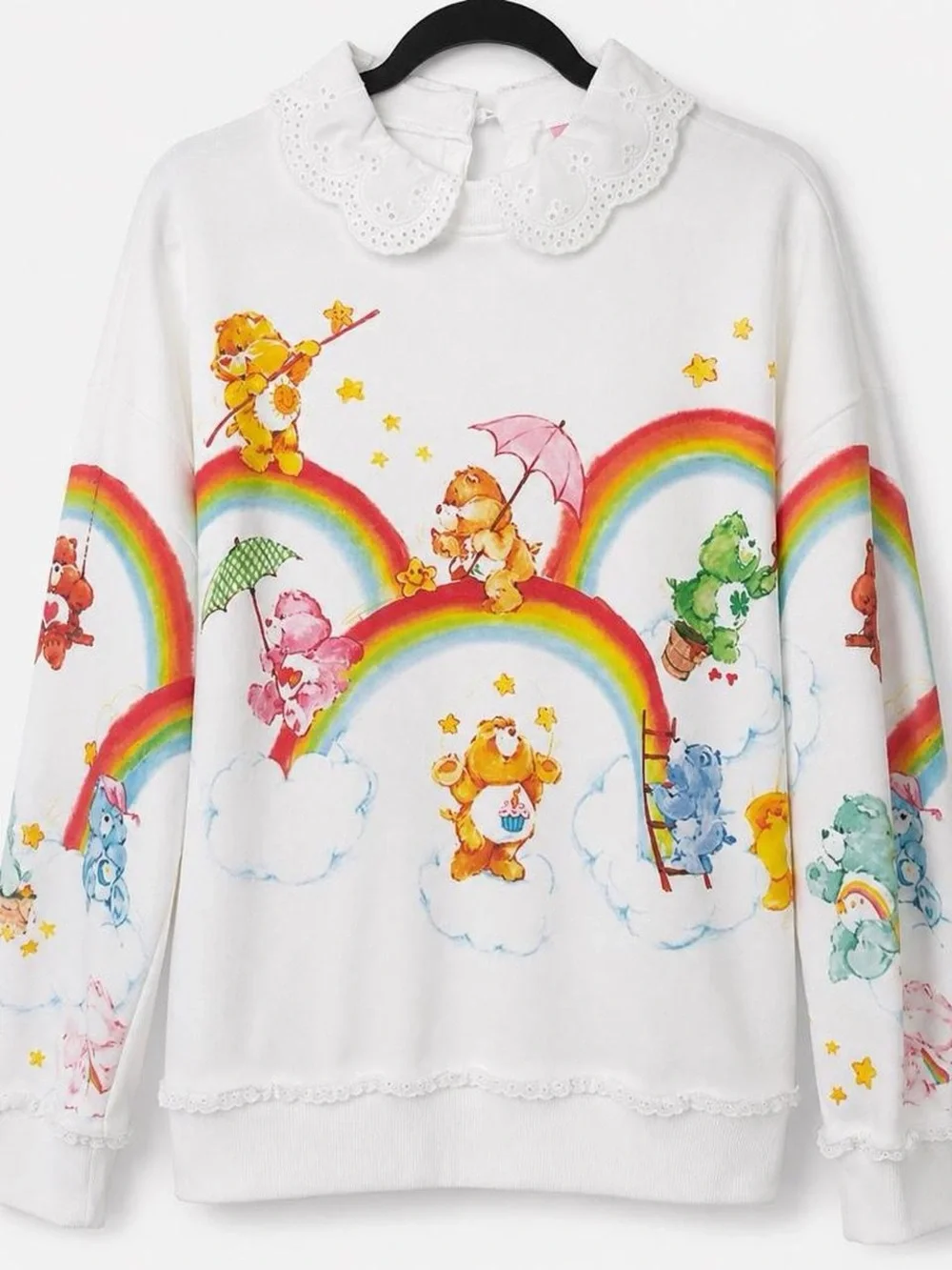 White Care Bears Rainbow Graphic Kids Sweatshirt